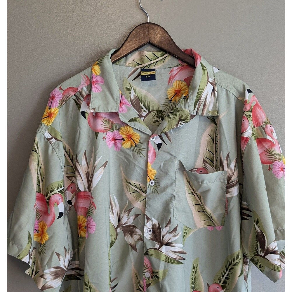 Ocean Blue Mens XXL 2XL Hawaiian Shirt Floral Tropical Resortwear Vacation SS